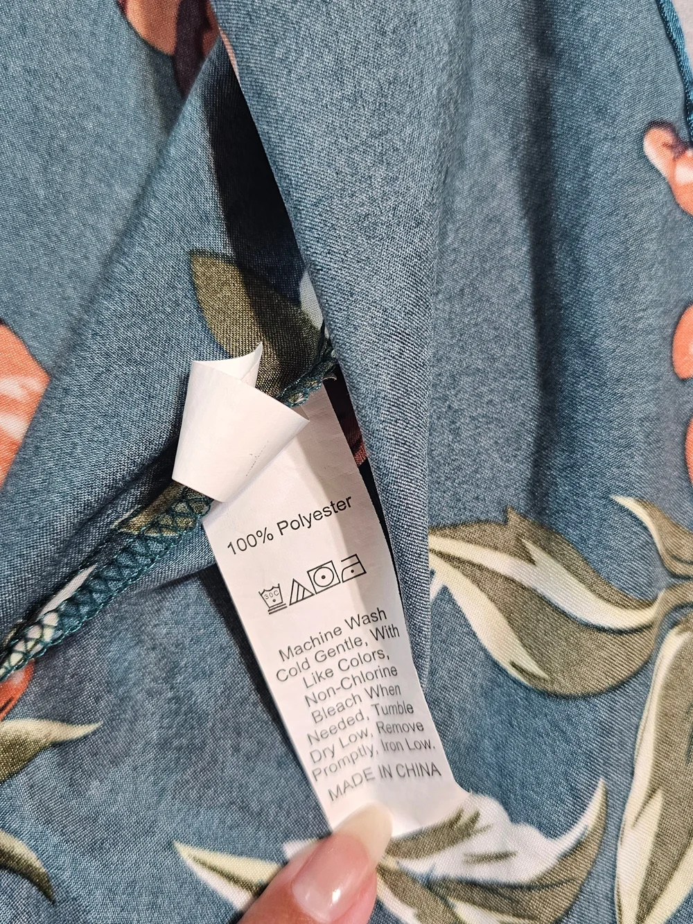 Women's Satin Floral Slip Dress Small Teal Cowl Neck Midi Cocktail Wedding Guest - Picture 8 of 8